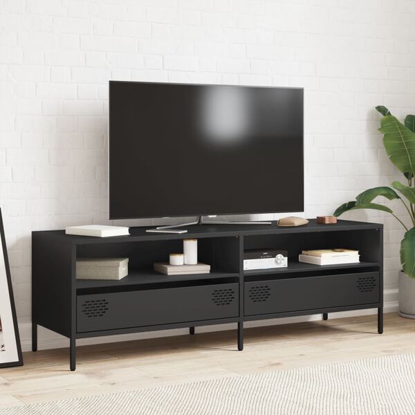 vidaXL TV Cabinet Black 135x39x43.5 cm Cold-rolled Steel