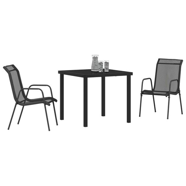 vidaXL Garden Dining Set 3 pcs Black Textilene and steel