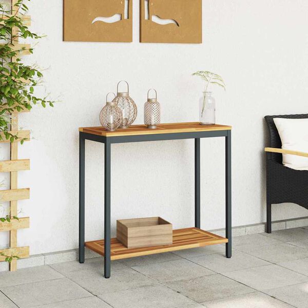 vidaXL Outdoor Table with Storage Natural and black 80 x 35 x 75 cm