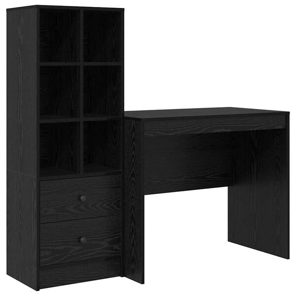 vidaXL Desk with Drawer 2 pcs Black Oak