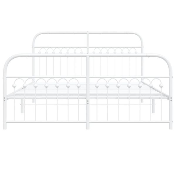 vidaXL Metal Bed Frame without Mattress with Footboard White 160x200cm