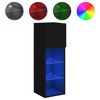 vidaXL TV Cabinets with LED Lights 2 pcs Black 30.5x30x90 cm