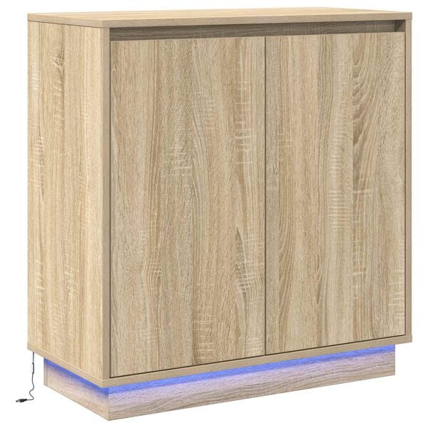 vidaXL LED Sideboard Sonoma Oak 71 x 34.5 x 75 cm Engineered Wood