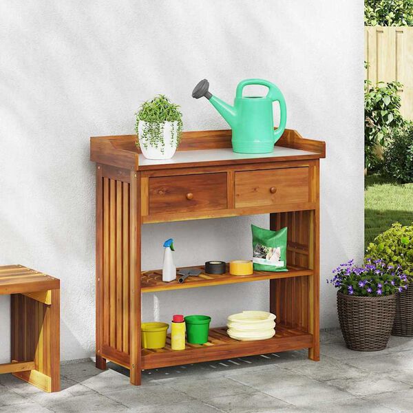 vidaXL Garden Cabinet Natural 93 x 41.5 x 98cm Solid Acacia Wood