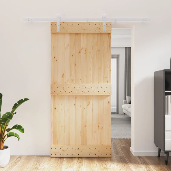 vidaXL Sliding Door with Hardware Set 95x210 cm Solid Wood Pine
