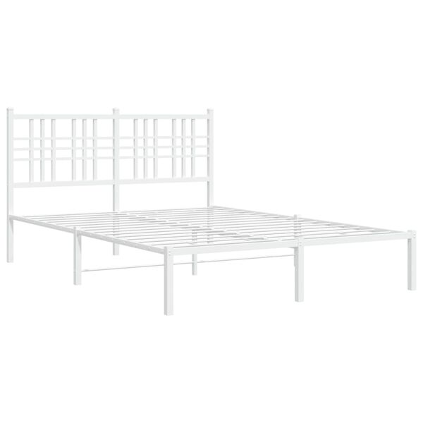 vidaXL Metal Bed Frame without Mattress with Headboard White 120x190cm