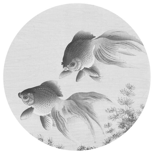 WallArt Wallpaper Circle Two Goldfish 142.5 cm