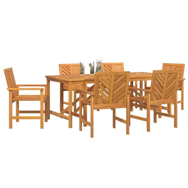 vidaXL Garden Dining Set 7 pcs Brown Solid Acacia Wood
