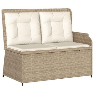 vidaXL Garden Bench with Cushion Beige Poly rattan