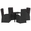 vidaXL Garden Dining Set 5 pcs Black Poly Rattan