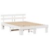 vidaXL Bed Frame with Headboard White 140 x 200 cm Solid Pine Wood
