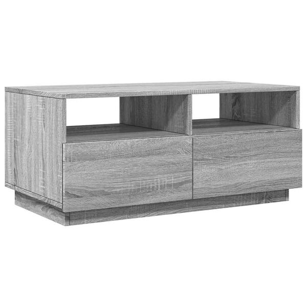 vidaXL Coffee Table with LED Lights Grey Sonoma 90x49x40 cm