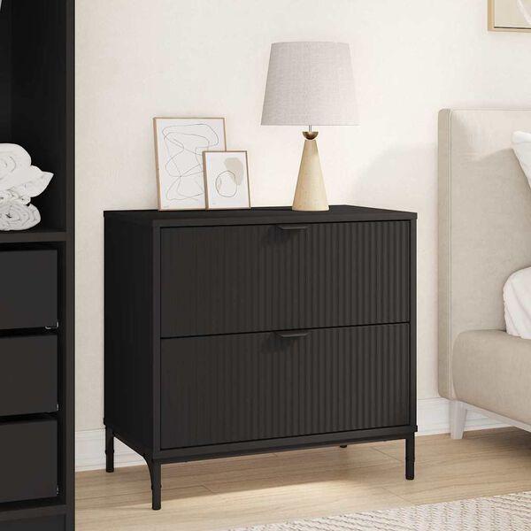 vidaXL Bedside Table Black 63.5 x 36 x 61 cm Engineered wood