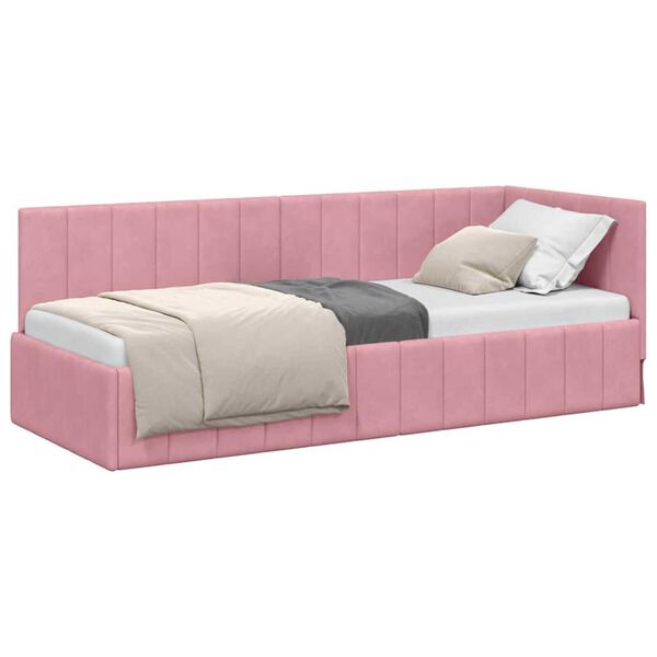 vidaXL Corner Bed Frame with Headboard Pink 80 x 200 cm Velvet