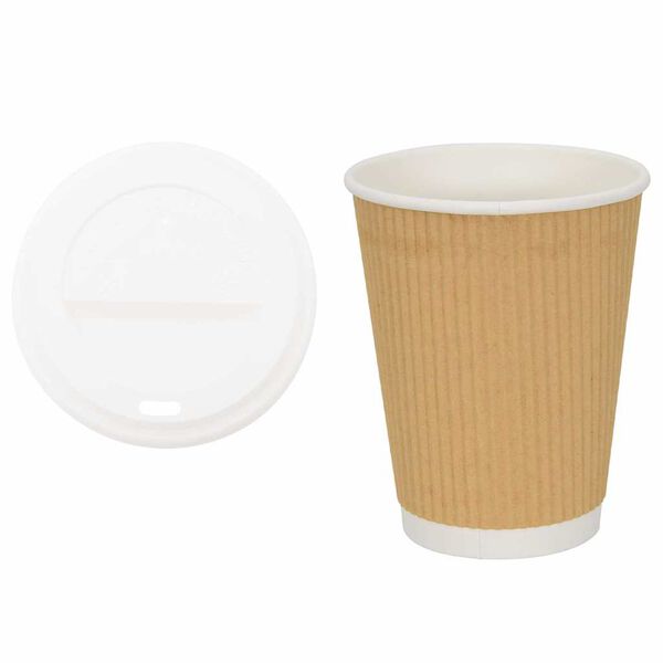vidaXL Paper Coffee Cups with Lids 1000 pcs 12oz 300ml