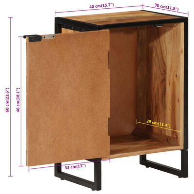 vidaXL Bathroom Cabinet 40x30x60 cm Solid Wood Acacia and Iron