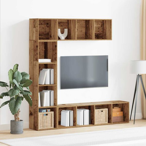 vidaXL Book Cabinets 3 pcs Old Wood Engineered Wood