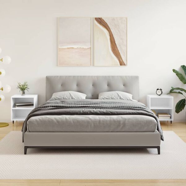 vidaXL Bedside Cabinets 2 pcs High Gloss White 40x30x50 cm Engineered Wood