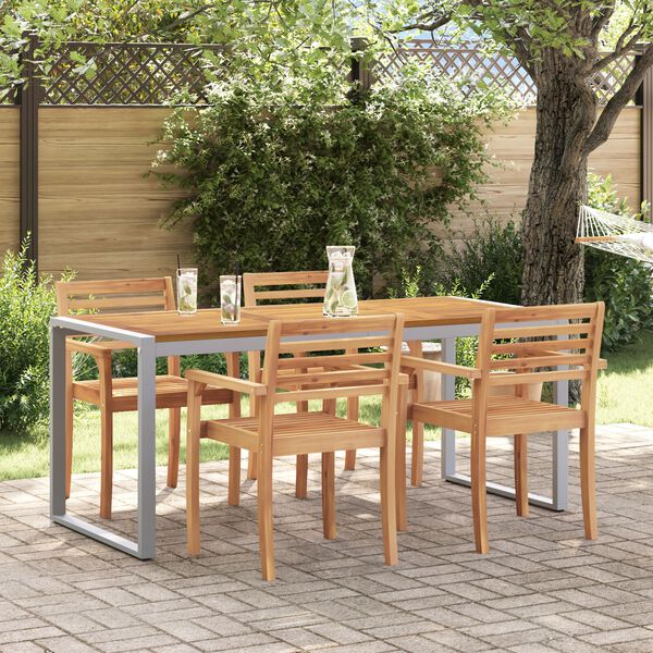 vidaXL Garden Dining Table Grey 180 x 90 x 75 cm Solid Acacia Wood