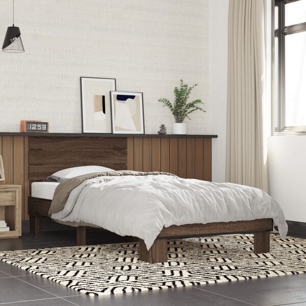 vidaXL Bed Frame without Mattress Brown Oak 90x200 cm
