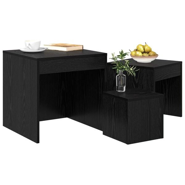 vidaXL Coffee Table 3 pcs Black Oak Engineered Wood