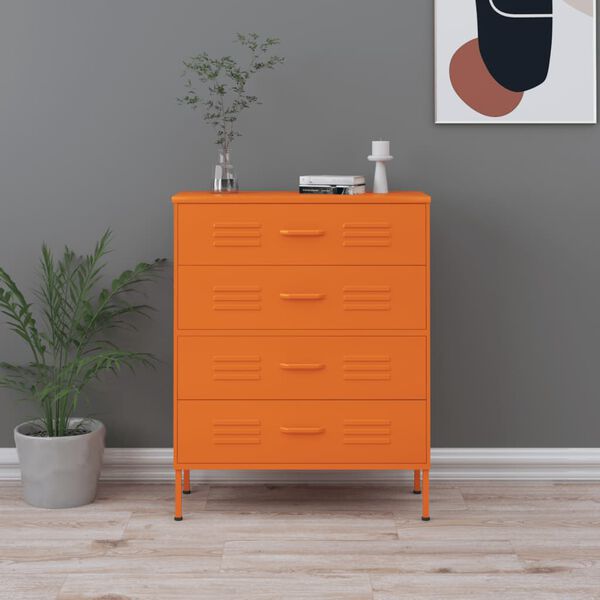 vidaXL Chest of Drawers Orange 80x35x101.5 cm Steel