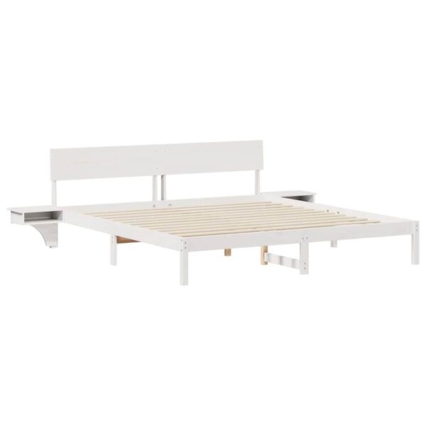 vidaXL Bed Frame with Headboard White 200 x 200 cm Solid Pine Wood