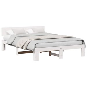 vidaXL Bed Frame with Headboard White 150 x 200 cm Solid Pine Wood