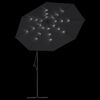 vidaXL Cantilever Garden Parasol with LED Lights and Steel Pole 300 cm Black