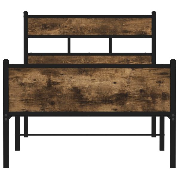 vidaXL Bed Frame without Mattress Smoked Oak 107x203 cm Engineered Wood