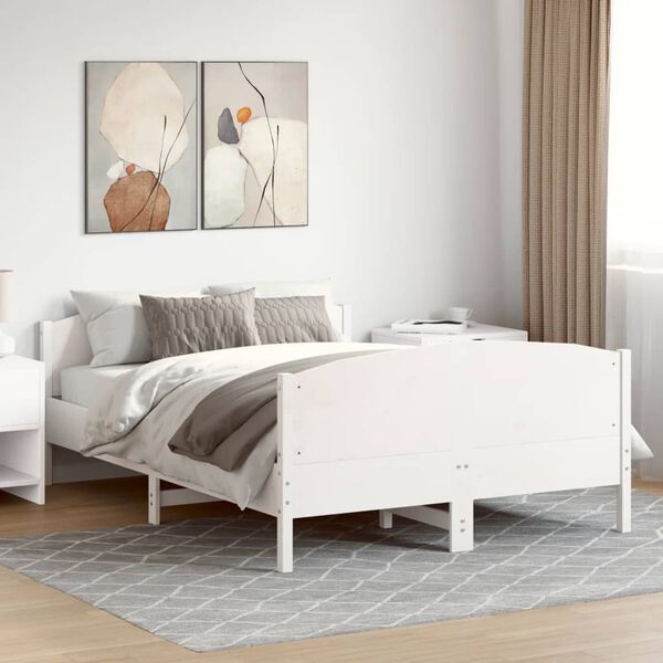 vidaXL Bed Frame without Mattress White 140x190 cm Solid Wood Pine