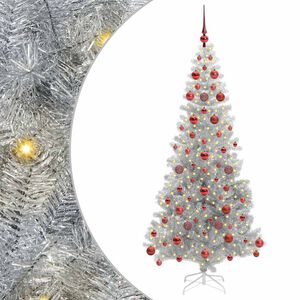vidaXL Christmas Tree with 300 LEDs with Stand Silver 180 cm PET