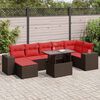 vidaXL 10 Piece Garden Sofa Set with Cushions Brown Poly Rattan Acacia