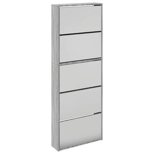 vidaXL Shoe Cabinet with Mirror 5-Layer Grey Sonoma 63x17x169.5 cm