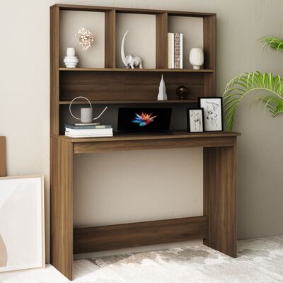 vidaXL Desk with Shelves Brown Oak 110x45x157 cm Engineered Wood