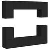 vidaXL TV Cabinet Set Wall-mounted 5 pcs Black Engineered Wood