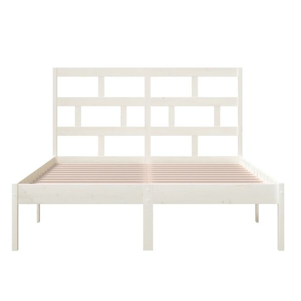 vidaXL Bed Frame without Mattress White King Size Solid Wood