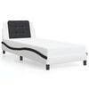 vidaXL Bed Frame without Mattress "Zadar" White and Black 100x200 cm Faux Leather