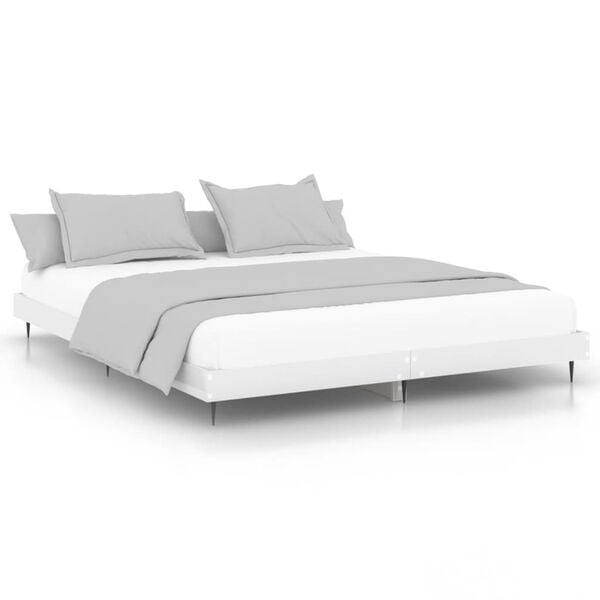 vidaXL Bed Frame without Mattress High Gloss White 160x200 cm