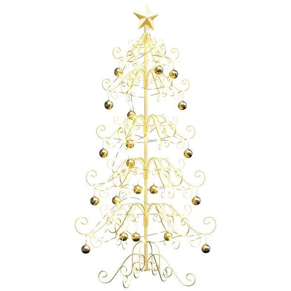 vidaXL Metal Christmas Tree with Stand Gold 150 cm Powder-coated Steel