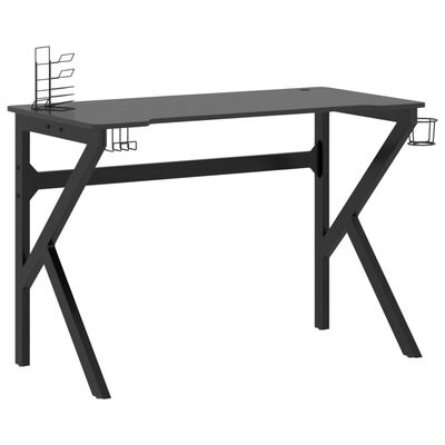 vidaXL Gaming Desk with K Shape Legs Black 110x60x75 cm