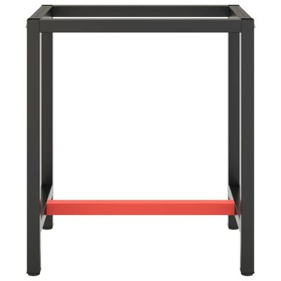 vidaXL Work Bench Frame Matte Black and Matte Red 70x50x79 cm Metal