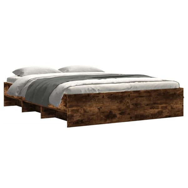 vidaXL Bed Frame without Mattress Smoked Oak 150x200 cm King Size Engineered Wood