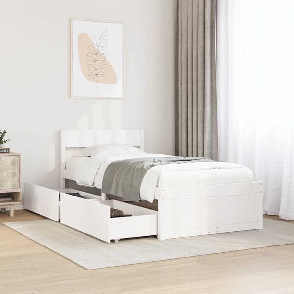 vidaXL Bed Frame without Mattress White 100x200 cm Solid Wood Pine