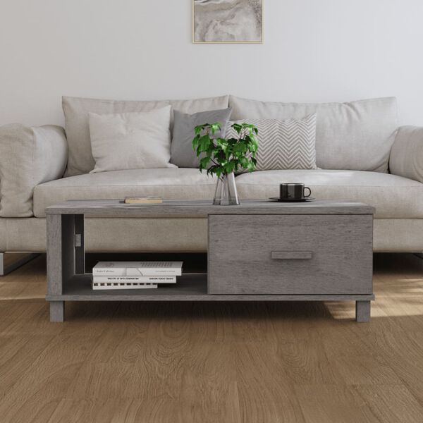 vidaXL Coffee Table HAMAR Light Grey 100x55x35 cm Solid Wood Pine