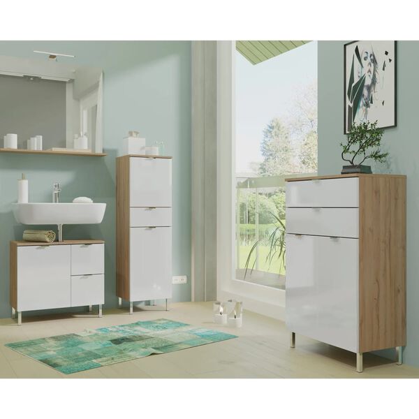 Germania Wash Basin Base Cabinet GW-Mauresa 60x34x56 cm White and Grandson-oak