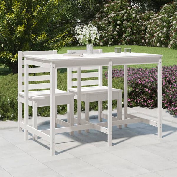 vidaXL Garden Table White 159.5x82.5x110 cm Solid Wood Pine