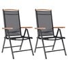 vidaXL Garden Chair | Set of 2 | Black | Powder-coated aluminium, textilene