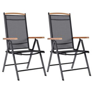 vidaXL Garden Chair | Set of 2 | Black | Powder-coated aluminium, textilene