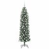 vidaXL Artificial Slim Christmas Tree Green and white 180 cm